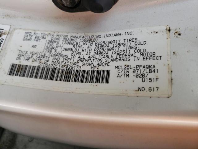 Photo 10 from auction – 2004 TOYOTA SIENNA XLE with VIN 5TDBA22C14S028479