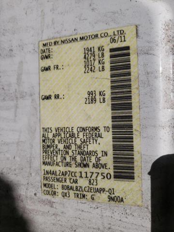 Photo 10 from auction – 2012 NISSAN ALTIMA BAS with VIN 1N4AL2AP7CC117750