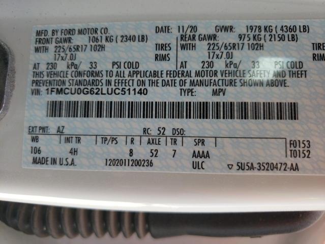 Photo 10 from auction – 2020 FORD ESCAPE SE with VIN 1FMCU0G62LUC51140