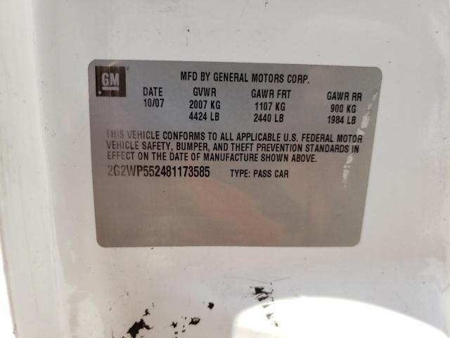 Photo 10 from auction – 2008 PONTIAC GRAND PRIX with VIN 2G2WP552481173585