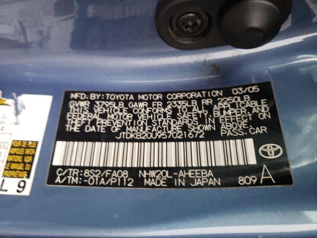Photo 10 from auction – 2005 TOYOTA PRIUS with VIN JTDKB20U957021672