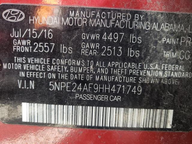 Photo 10 from auction – 2017 HYUNDAI SONATA SE with VIN 5NPE24AF9HH471749