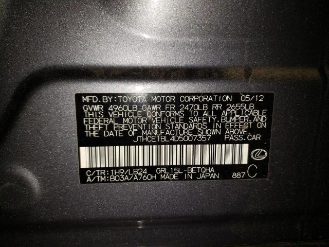 Photo 10 from auction – 2013 LEXUS GS 350 with VIN JTHCE1BL4D5007357