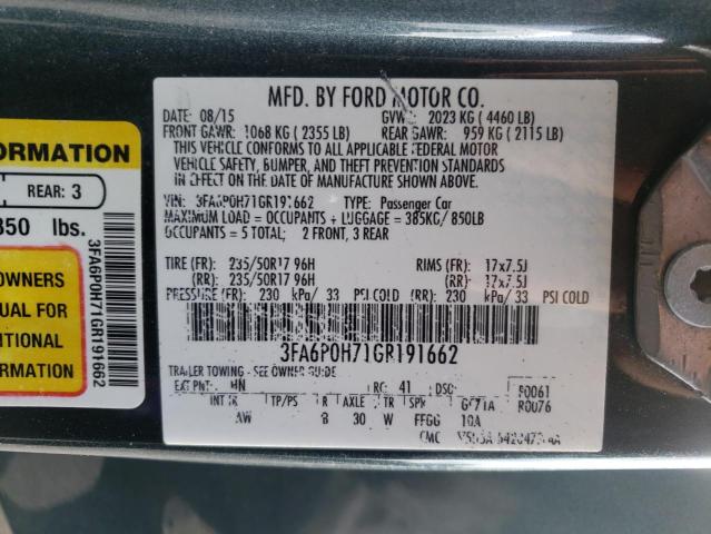 Photo 10 from auction – 2016 FORD FUSION SE with VIN 3FA6P0H71GR191662