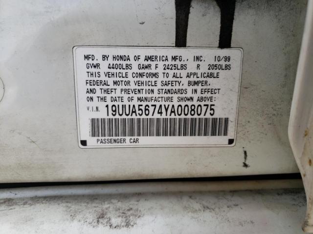 Photo 10 from auction – 2000 ACURA 3.2TL with VIN 19UUA5674YA008075