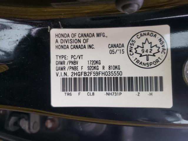 Photo 10 from auction – 2015 HONDA CIVIC LX with VIN 2HGFB2F59FH035550