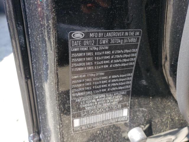 Photo 10 from auction – 2013 LAND ROVER RANGE ROVE with VIN SALSK2D4XDA778519