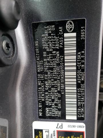 Photo 10 from auction – 2016 TOYOTA CAMRY LE with VIN 4T1BF1FK5GU150142
