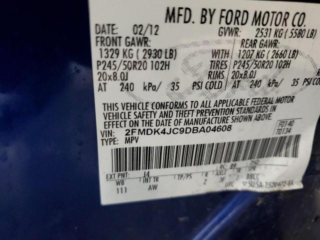 Photo 10 from auction – 2013 FORD EDGE SEL with VIN 2FMDK4JC9DBA04608