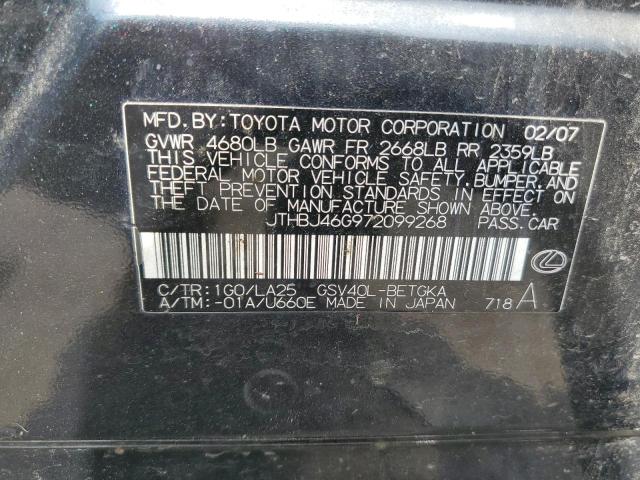 Photo 10 from auction – 2007 LEXUS ES 350 with VIN JTHBJ46G972099268