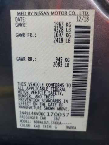 Photo 10 from auction – 2019 NISSAN ALTIMA S with VIN 1N4BL4BV0KC170057