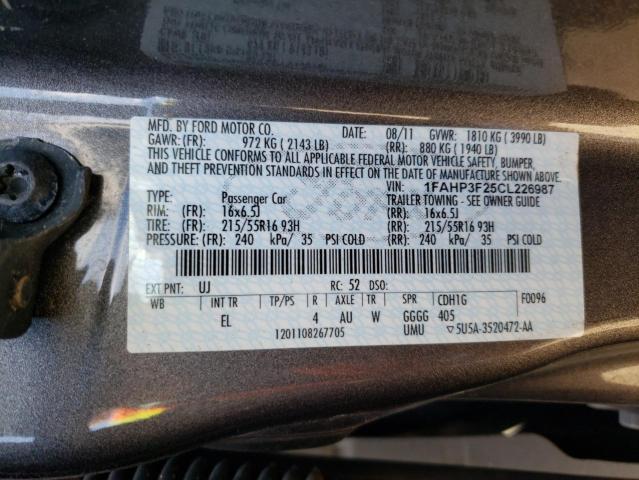 Photo 10 from auction – 2012 FORD FOCUS SE with VIN 1FAHP3F25CL226987