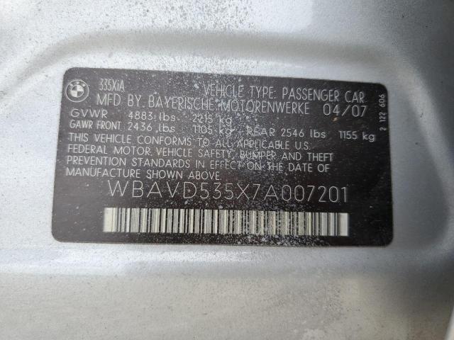 Photo 10 from auction – 2007 BMW 335 XI with VIN WBAVD535X7A007201