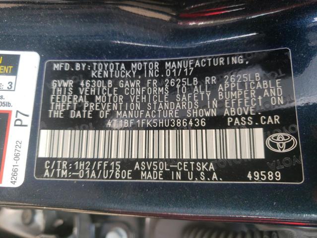 Photo 10 from auction – 2017 TOYOTA CAMRY LE with VIN 4T1BF1FK5HU386436