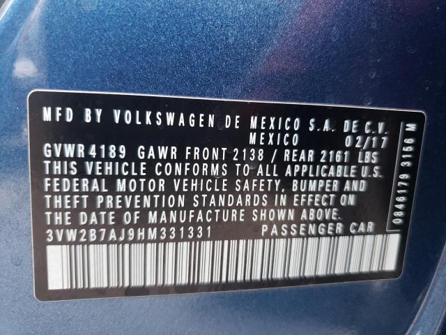 Photo 10 from auction – 2017 VOLKSWAGEN JETTA S with VIN 3VW2B7AJ9HM331331