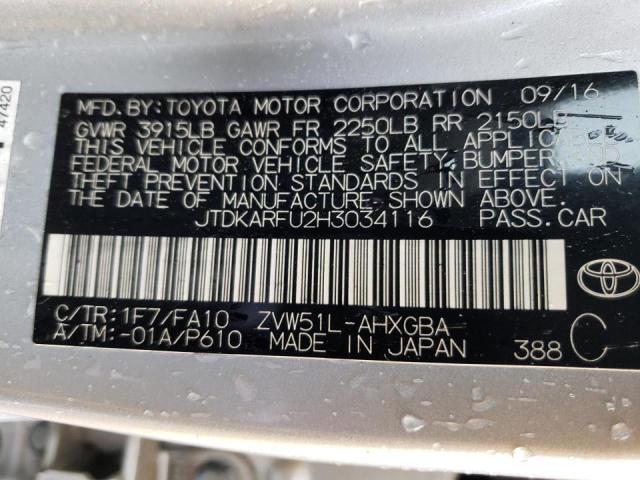 Photo 10 from auction – 2017 TOYOTA PRIUS with VIN JTDKARFU2H3034116
