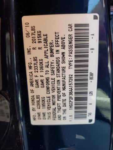 Photo 10 from auction – 2010 HONDA ACCORD LX with VIN 1HGCP2F38AA157262