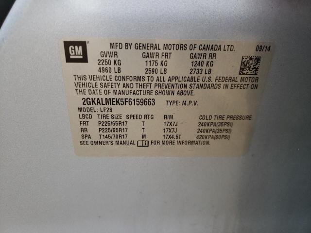 Photo 10 from auction – 2015 GMC TERRAIN SL with VIN 2GKALMEK5F6159663