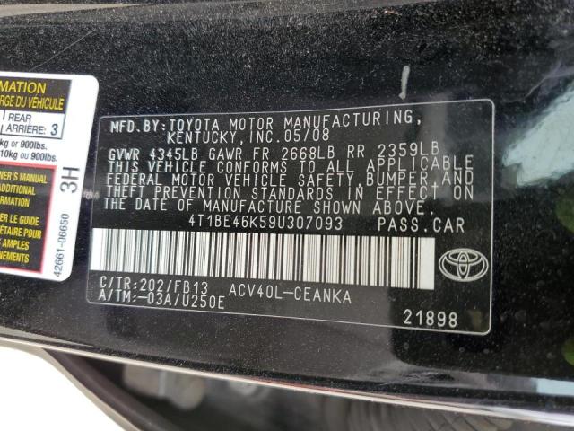 Photo 10 from auction – 2009 TOYOTA CAMRY BASE with VIN 4T1BE46K59U307093