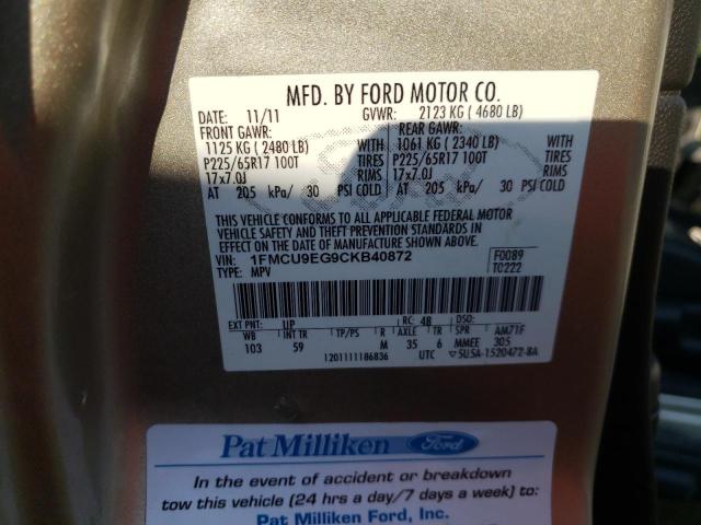 Photo 10 from auction – 2012 FORD ESCAPE LIM with VIN 1FMCU9EG9CKB40872