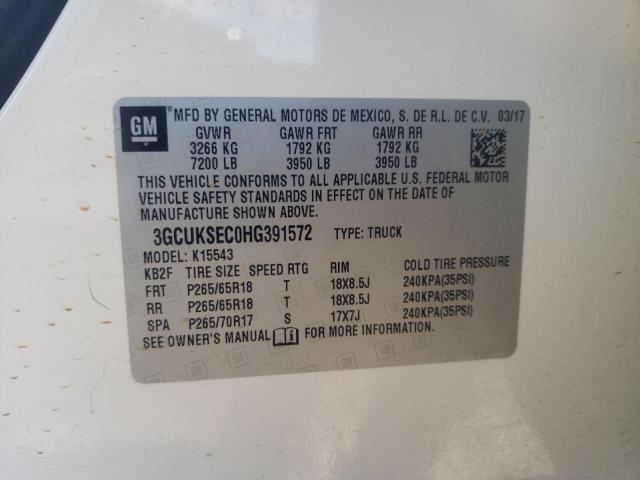 Photo 10 from auction – 2017 CHEVROLET SILVERADO with VIN 3GCUKSEC0HG391572