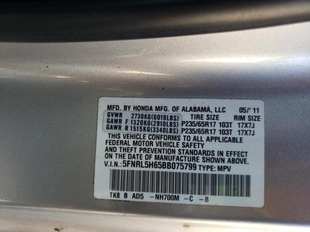 Photo 10 from auction – 2011 HONDA ODYSSEY EX with VIN 5FNRL5H65BB075799