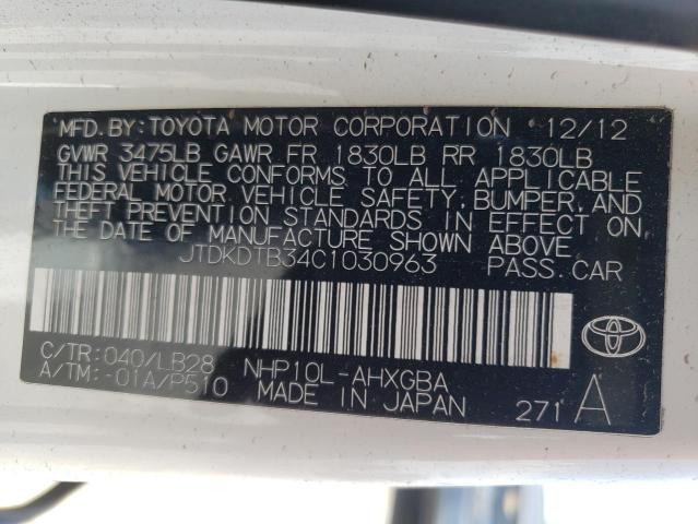 Photo 10 from auction – 2012 TOYOTA PRIUS C with VIN JTDKDTB34C1030963