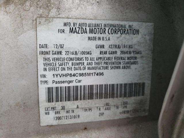 Photo 10 from auction – 2008 MAZDA 6 I with VIN 1YVHP84C985M17496