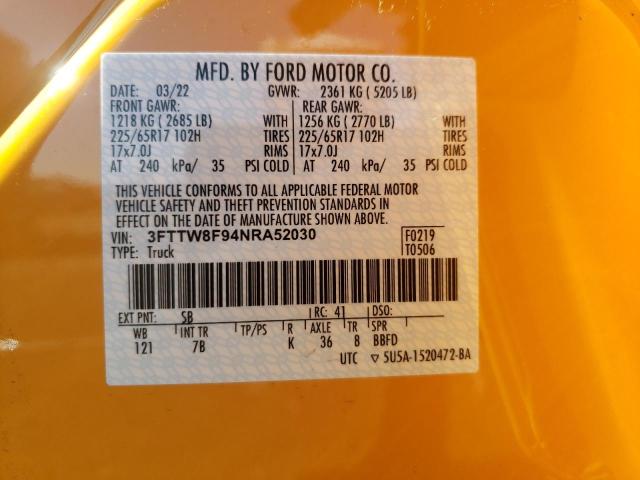 Photo 10 from auction – 2022 FORD MAVERICK X with VIN 3FTTW8F94NRA52030