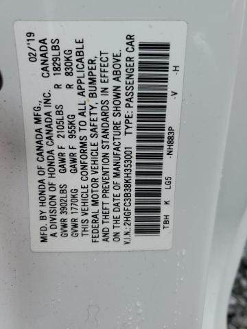 Photo 10 from auction – 2019 HONDA CIVIC EX with VIN 2HGFC3B38KH353001