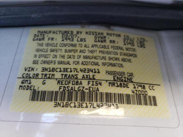 Photo 10 from auction – 2007 NISSAN VERSA S with VIN 3N1BC13E17L423411