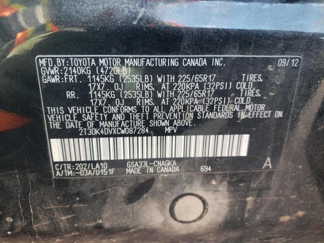 Photo 10 from auction – 2012 TOYOTA RAV4 LIMIT with VIN 2T3DK4DVXCW087284
