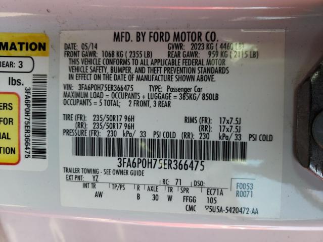 Photo 10 from auction – 2014 FORD FUSION SE with VIN 3FA6P0H75ER366475