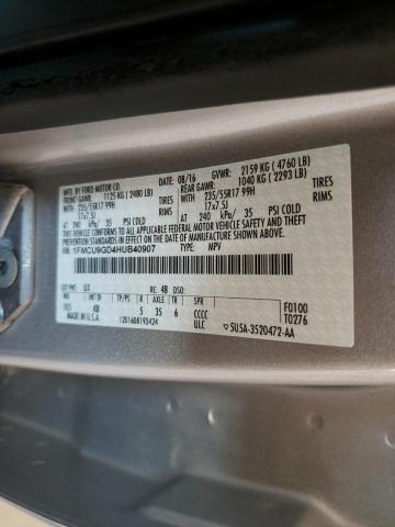 Photo 10 from auction – 2017 FORD ESCAPE SE with VIN 1FMCU9GD4HUB40907