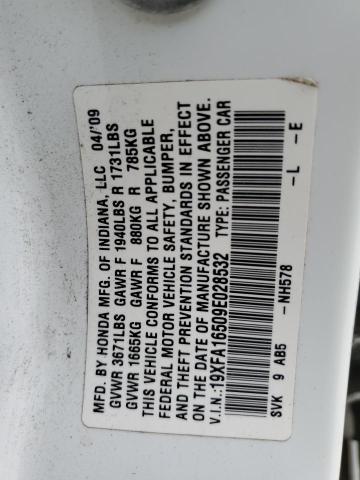 Photo 10 from auction – 2009 HONDA CIVIC LX with VIN 19XFA16509E028532