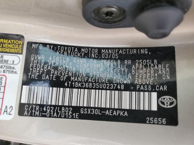 Photo 10 from auction – 2005 TOYOTA AVALON with VIN 4T1BK36B35U023748