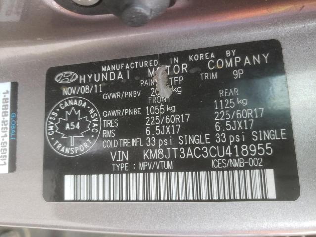 Photo 10 from auction – 2012 HYUNDAI TUCSON GL with VIN KM8JT3AC3CU418955