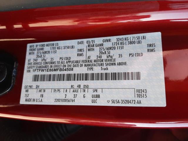 Photo 10 from auction – 2021 FORD F150 SUPER with VIN 1FTFW1E86MFB04508