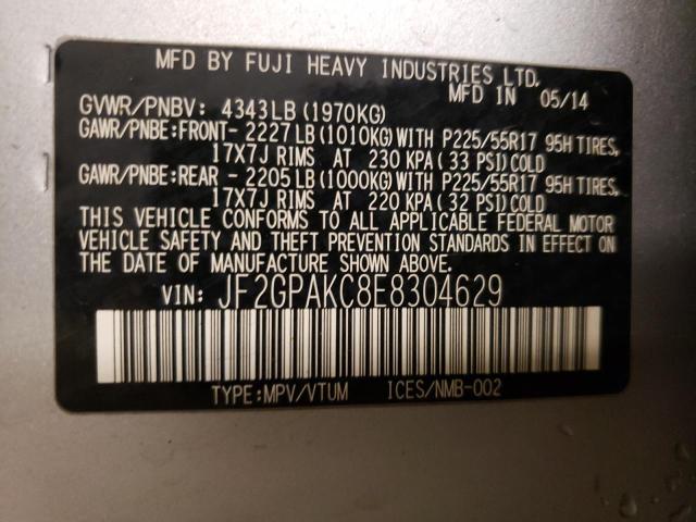 Photo 10 from auction – 2014 SUBARU XV CROSSTR with VIN JF2GPAKC8E8304629