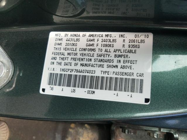 Photo 10 from auction – 2010 HONDA ACCORD EX with VIN 1HGCP2F79AA074023