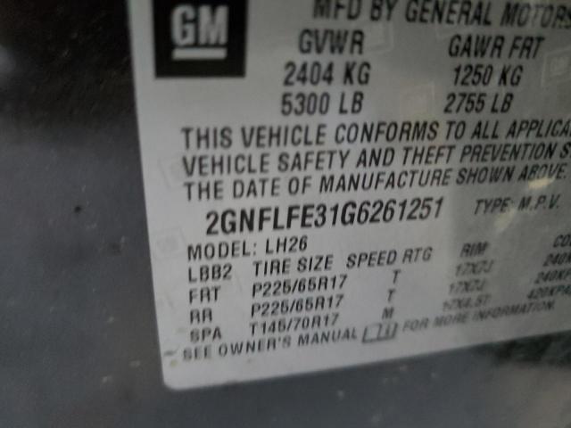 Photo 10 from auction – 2016 CHEVROLET EQUINOX LT with VIN 2GNFLFE31G6261251