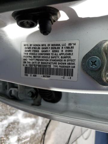 Photo 10 from auction – 2014 HONDA CIVIC EXL with VIN 19XFB2F99EE055728