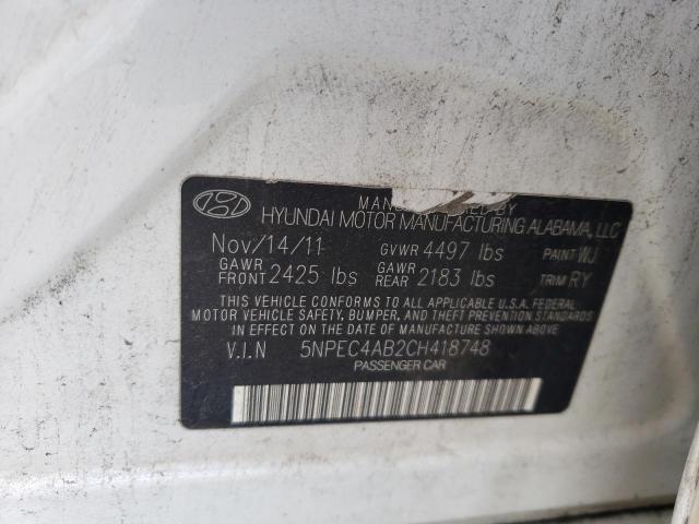Photo 10 from auction – 2012 HYUNDAI SONATA SE with VIN 5NPEC4AB2CH418748