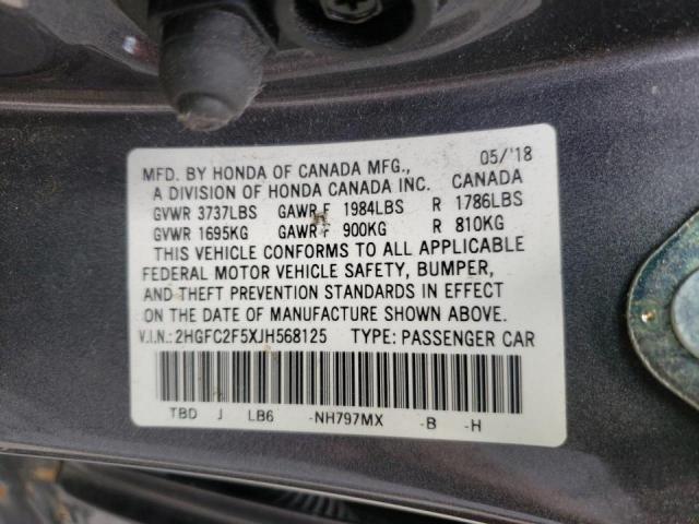 Photo 10 from auction – 2018 HONDA CIVIC LX with VIN 2HGFC2F5XJH568125