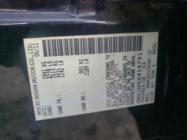 Photo 10 from auction – 2012 NISSAN ALTIMA BAS with VIN 1N4AL2APXCN414791