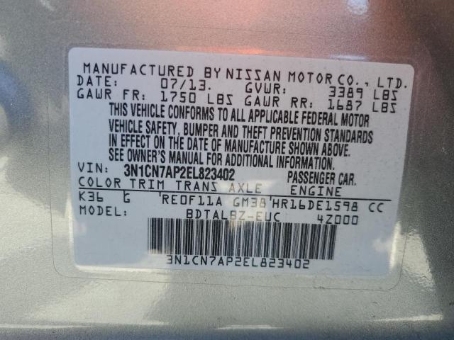 Photo 10 from auction – 2014 NISSAN VERSA with VIN 3N1CN7AP2EL823402