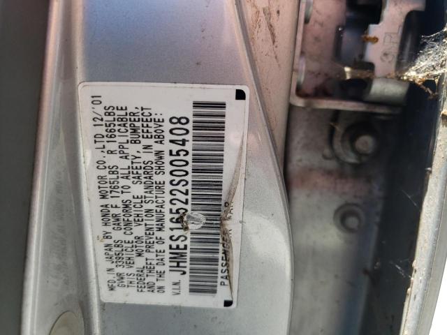 Photo 10 from auction – 2002 HONDA CIVIC with VIN JHMES16522S005408