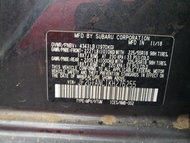 Photo 10 from auction – 2019 SUBARU CROSSTREK with VIN JF2GTANC1KH276255