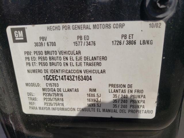 Photo 10 from auction – 2003 CHEVROLET SILVERADO with VIN 1GCEC14T43Z163404