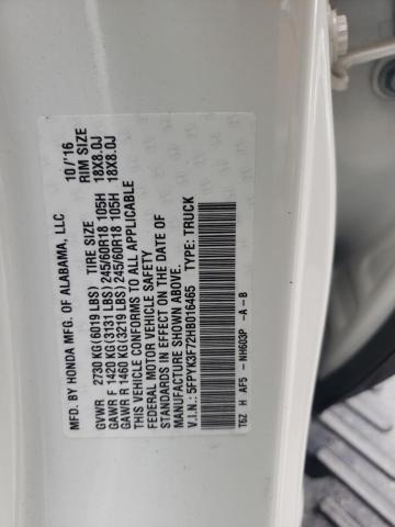 Photo 10 from auction – 2017 HONDA RIDGELINE with VIN 5FPYK3F72HB016465